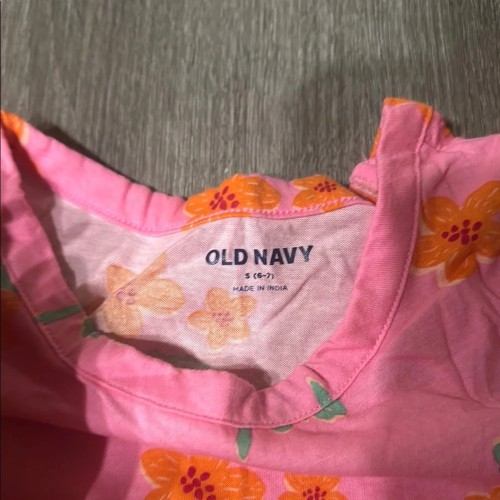 Old Navy Pink Dress with Orange Floral Design